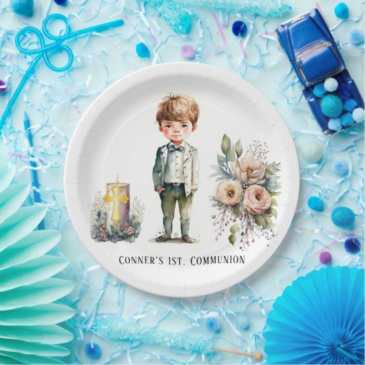 Schöner Junge 1. Kommune Pappteller (Party)