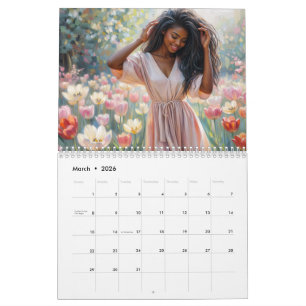 Schöner Kalender mit floraler Kunst für Schwarze F
