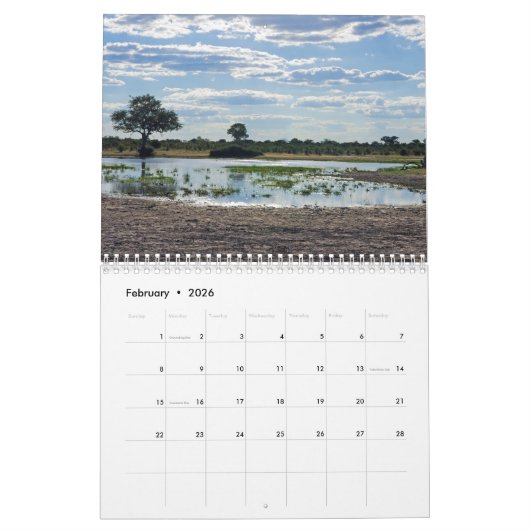 SCHÖNER Kalender mittlerer Größe BOTSWANAS (Feb 2026)