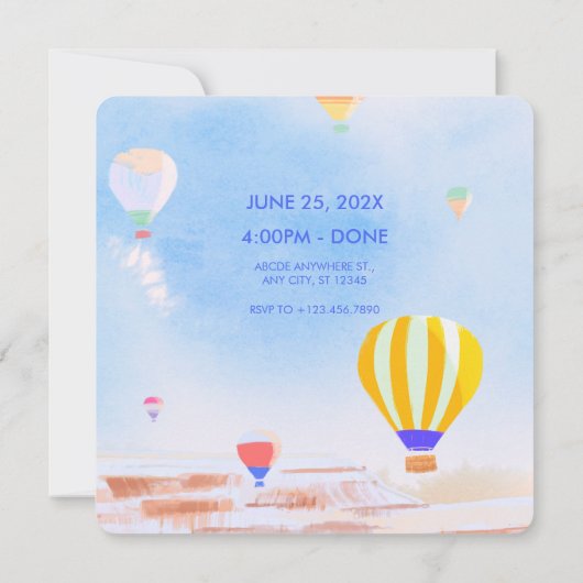 Schöner Kappadokien Heißluftballon Hochzeit Einladung (Rückseite)