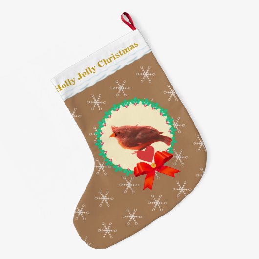 Schöner Kardinal Bird Großer Weihnachtsstrumpf (Rückseite (Hängend))