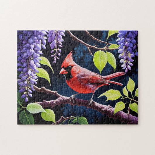 Schöner Kardinal in der Wisteria Puzzle (Horizontal)