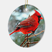 Schöner Kardinal in Snowy Tree Weihnachten Keramik Ornament (Links)