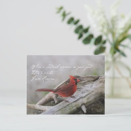 Schöner Kardinal mit Sprichwort Postkarte (Stehend Vorderseite)