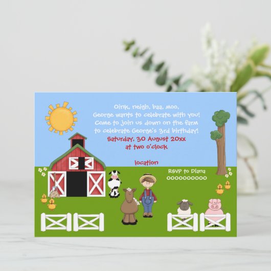 Schöner Kindergeburtstag Einladung (Stehend Vorderseite)