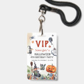 Schöner Kindergeburtstag Wasserfarbe Halloween VIP Ausweis (Vorderseite mit Lanyard)