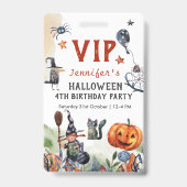 Schöner Kindergeburtstag Wasserfarbe Halloween VIP Ausweis (Vorderseite)