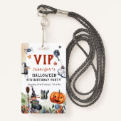 Schöner Kindergeburtstag Wasserfarbe Halloween VIP Ausweis (Vorderseite mit Schlüsselband)
