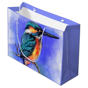 Schöner Kingfisher-Vogel - Wasserfarbe  Große Geschenktüte