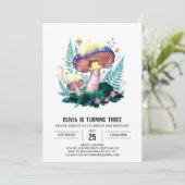 Schöner kleiner digitaler Pilz Geburtstag Einladung (Stehend Vorderseite)