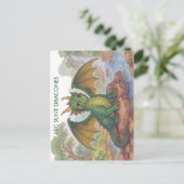 Schöner kleiner grüner Drache Postkarte (Stehend Vorderseite)
