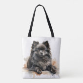 SCHÖNER KLEINER SCHWARZER SPITZ PUPPING HUND TASCHE (Rückseite)