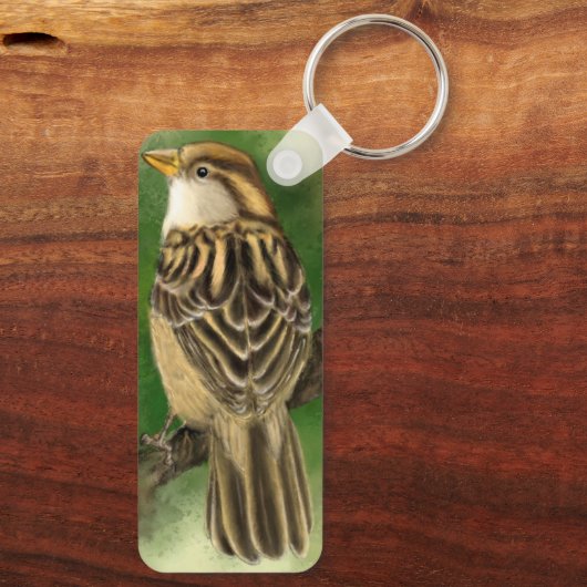 Schöner kleiner Sparrow - Niedlich - Malerei Schlüsselanhänger (Rückseite)