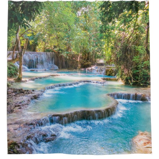 Schöner kleiner Wald Wasserfall Duschvorhang (Vorderseite)