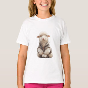 Schöner kleiner wolliger Lamm-Kinder T-Shirt