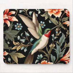 Schöner Kolibri auf dunklem floralem Hintergrund Mousepad