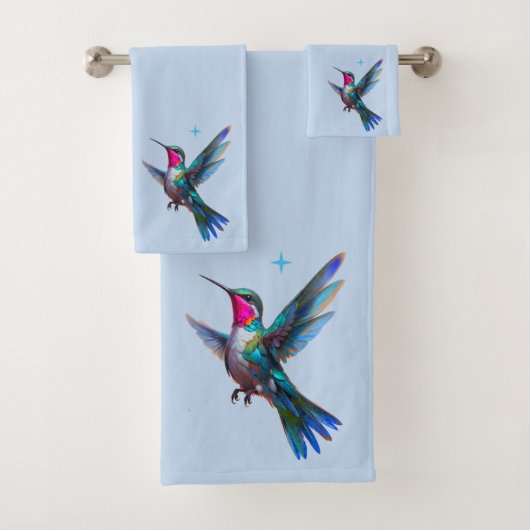 Schöner Kolibri auf Hellblau Badhandtuch Set (Insitu)