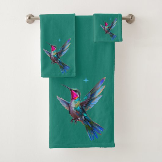 Schöner Kolibri auf Türkisblau Badhandtuch Set (Insitu)