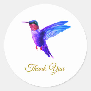Schöner Kolibri & goldenes Danke Runder Aufkleber