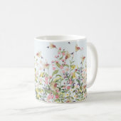 Schöner Kolibri in einer blumengeschmückten Blume Kaffeetasse (VorderseiteRechts)