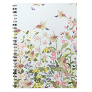 Schöner Kolibri in einer blumengeschmückten Blume Notizblock