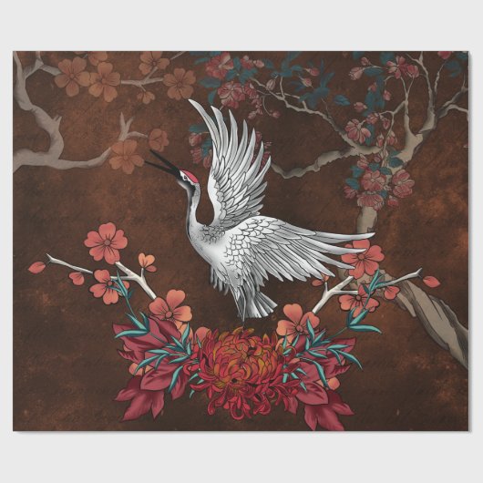 Schöner Kran Geschenkpapier (Flach)