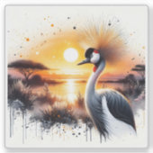 Schöner Kranich am Sonnenuntergang in afrikanische Aufkleber (Vorderseite)