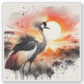 Schöner Kranich bei Sonnenuntergang in der Savanna Aufkleber (Vorderseite)