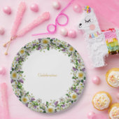 Schöner Kranz aus Blume in Violett und Weiß Pappteller (Party)