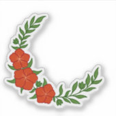 Schöner KronenHalbmond der roten Blume Aufkleber (Vorderseite)