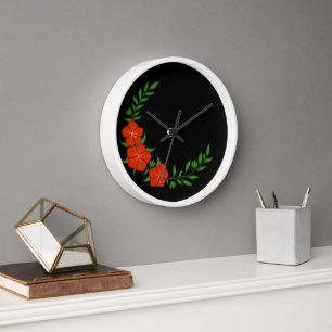 Schöner KronenHalbmond der roten Blume Uhr