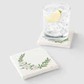 Schöner KronenHalbmond weißer Blume Steinuntersetzer (Seitenansicht)