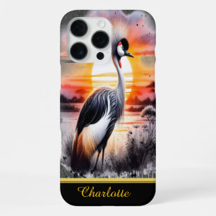 Schöner Kronenkranich bei Sonnenuntergang in der S iPhone 16 Pro Max Hülle