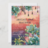 Schöner, kulenter Kakteen Sunset SoCal Wedding Einladung (Vorderseite)