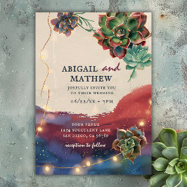 Schöner, kulenter Kakteen Sunset SoCal Wedding Einladung