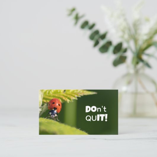 Schöner Ladybug mit motivierend Zitat Visitenkarte (Stehend Vorderseite)