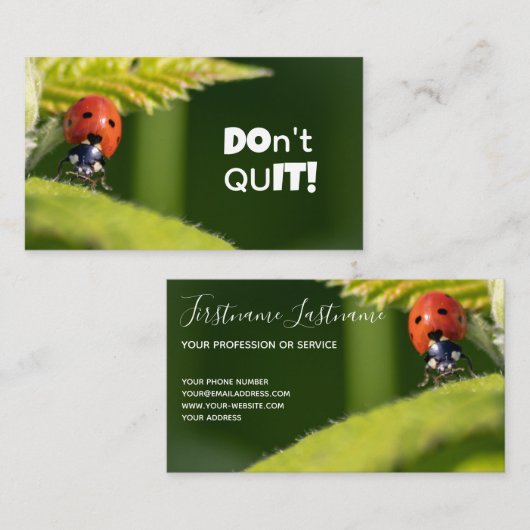 Schöner Ladybug mit motivierend Zitat Visitenkarte (Vorne/Hinten)