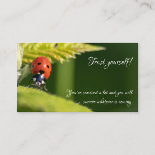 Schöner Ladybug mit motivierend Zitat Visitenkarte