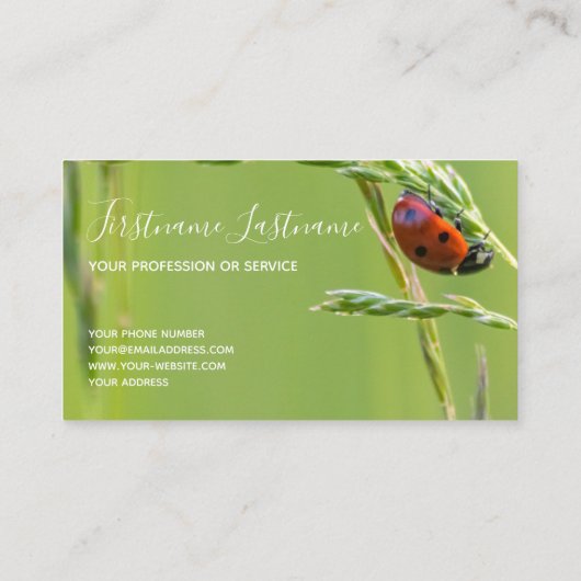 Schöner Ladybug mit motivierend Zitat Visitenkarte (Rückseite)