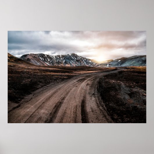Schöner Landmanalaugar-Kies-Staubweg auf h Poster (Vorne)