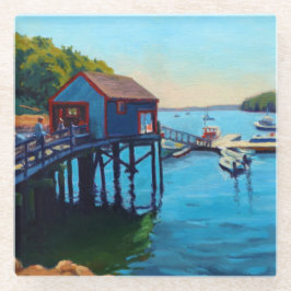 Schöner Landschaftlicher Hafen mit Booten Glasuntersetzer