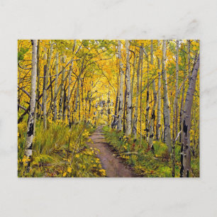 Schöner landschaftlicher Herbstweg im Espenbaumhai Postkarte