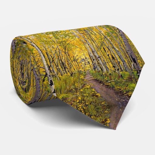 Schöner Landschaftlicher Herbstweg in Aspen Tree G Krawatte (Gerollt)