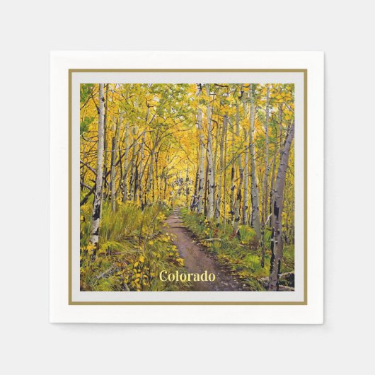 Schöner Landschaftlicher Herbstweg in Aspen Tree G Serviette (Vorderseite)