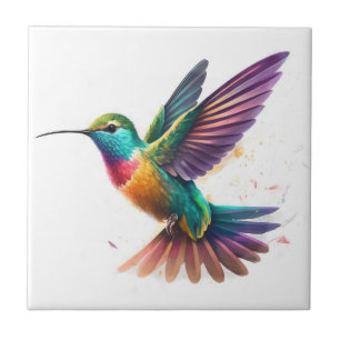 Schöner, lebendiger Wasserfarb-Hummingbird-Druck Fliese