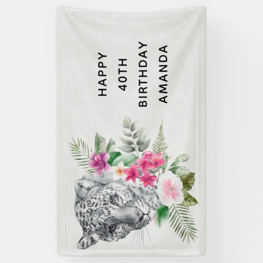 Schöner Leopard Head Exotic Geburtstag Banner (Vertikal)