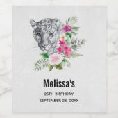 Schöner Leopard Kopf Wasserfarbe Party Weinetikett (Einzelnes Label)