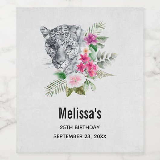 Schöner Leopard Kopf Wasserfarbe Party Weinetikett (Einzelnes Label)