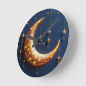 Schöner leuchtender Halbmond Runde Wanduhr (Winkel)