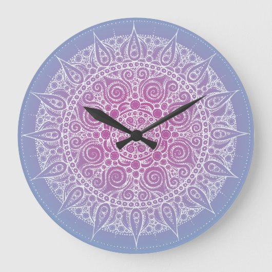 Schöner lila/blauer orientalischer Entwurf Große Wanduhr (Vorderseite)